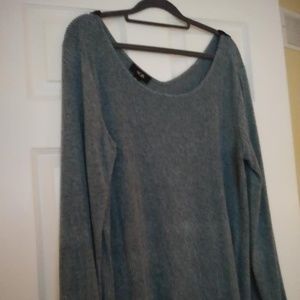 AGB Heather Blue Sweater w/ Black Tie Back (Bow)